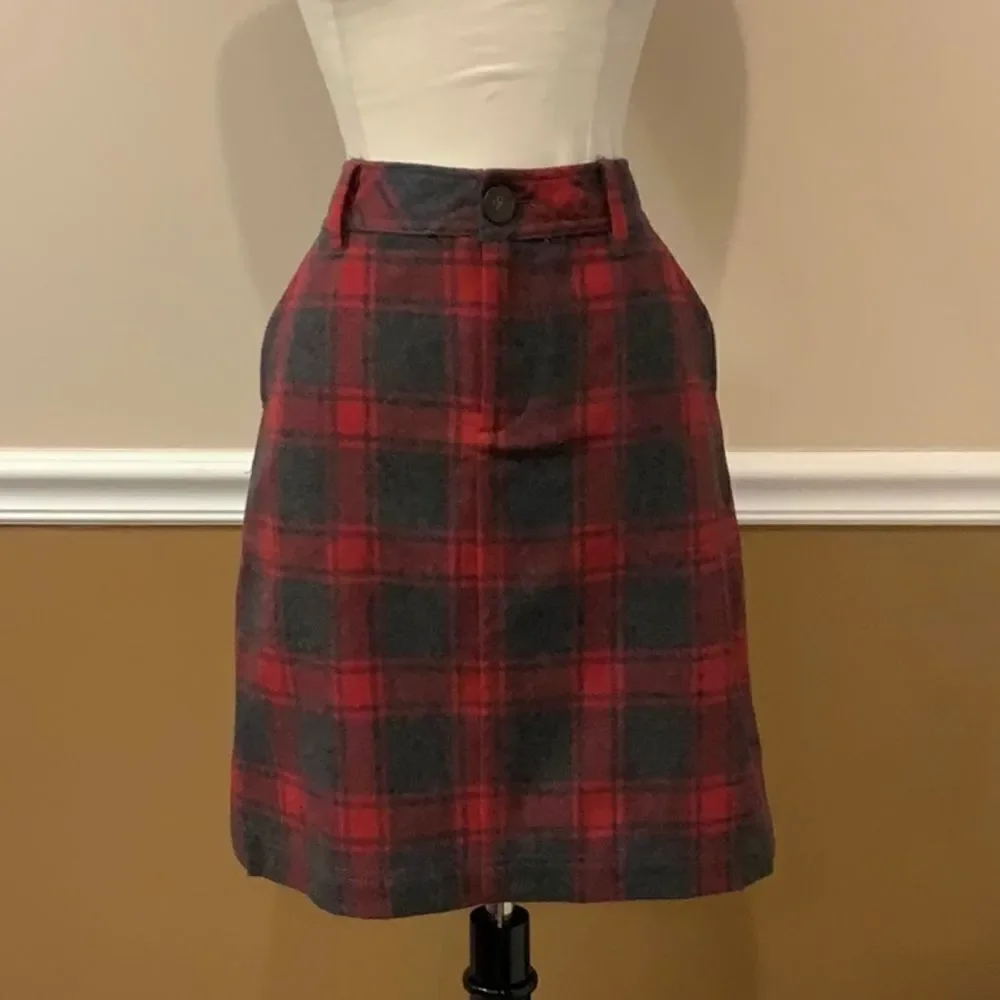 NWOT Eddie Bauer Wool Blend plaid Skirt 2P